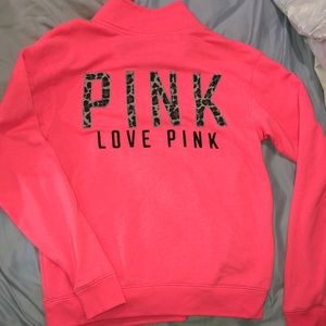 PINK HALF ZIP SWEATER